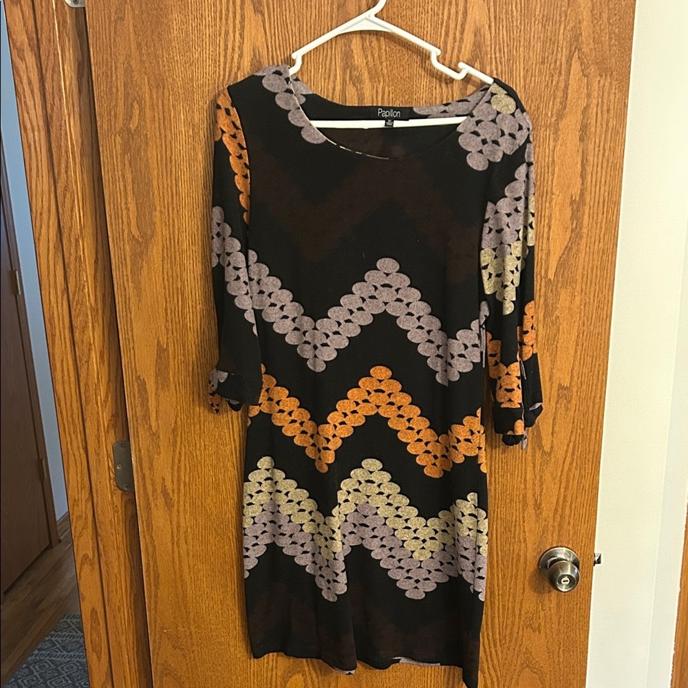 Papillon Sweater Dress - Black, Orange, Purple